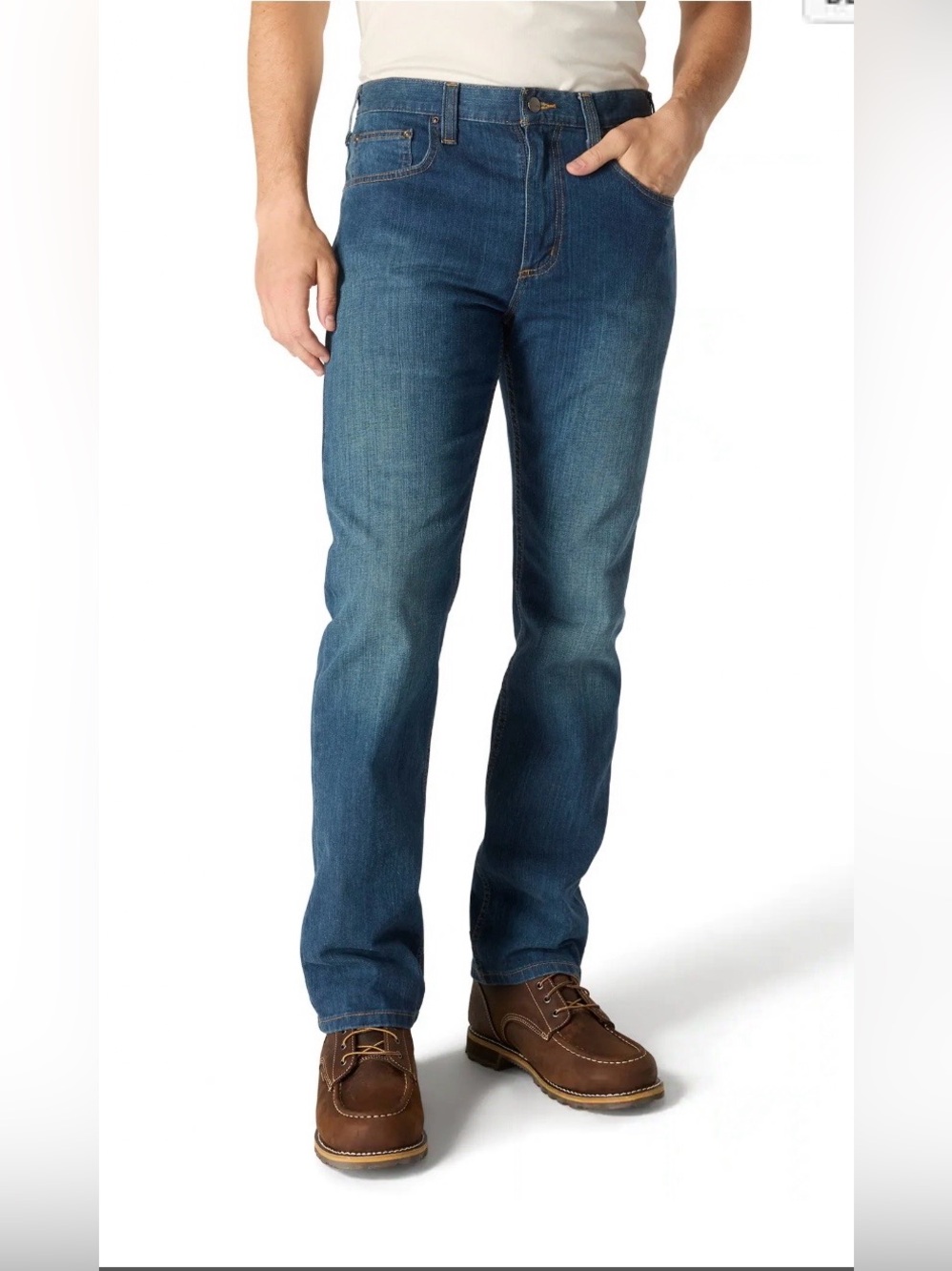 Carhartt Classic Men's Blue Straight-Leg Relaxed Fit, Rugged Flex Jeans. 36X34